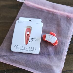 Teleties Coral Snap Clips & Tiny Open Claw Clip Set NWT